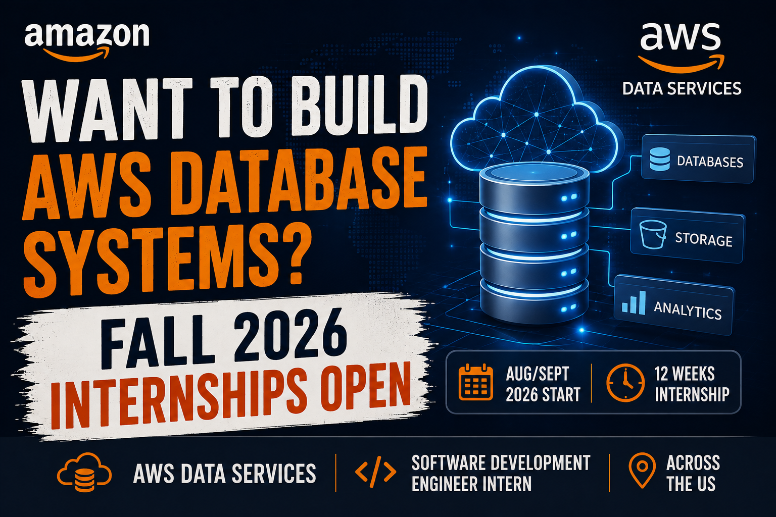 AWS Data Services Fall 2026 Internship for Software Development Engineer interns